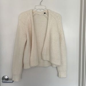 Anthropologie Ivory Faux Fur Cardigan